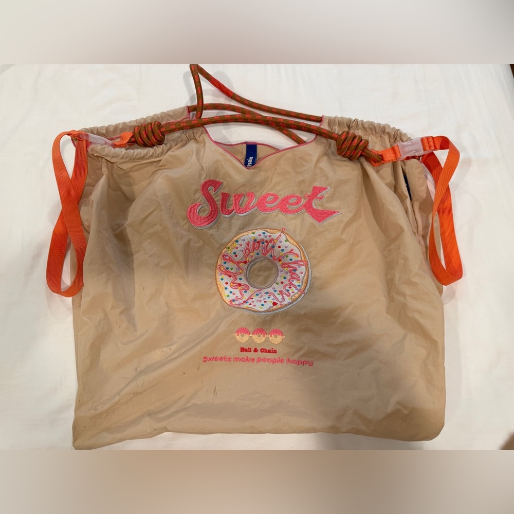 Sweet Beige Tote with Donut Design